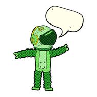 cartoon astronaut reaching with speech bubble N5