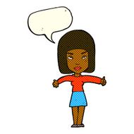 cartoon woman giving thumbs up symbol with speech bubble N34