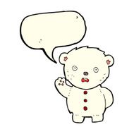 cartoon unhappy polar teddy bear with speech bubble N3
