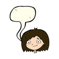 cartoon happy female face with speech bubble N91