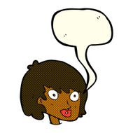 cartoon happy female face with speech bubble N93