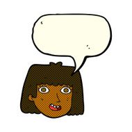 cartoon happy female face with speech bubble N94