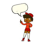 cartoon skater girl giving thumbs up symbol with speech bubble N6