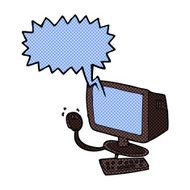 cartoon computer with speech bubble N5