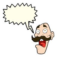 cartoon frightened old man with speech bubble N16