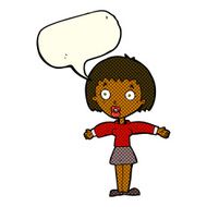 cartoon shocked woman with speech bubble N50