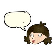 cartoon pretty face with speech bubble N5