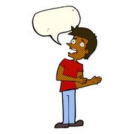 cartoon man making excuses with speech bubble N5