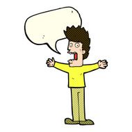 cartoon terrified man with speech bubble N105