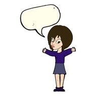 cartoon woman with open arms speech bubble N50