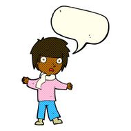 cartoon unhappy boy with speech bubble N28