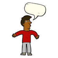 cartoon man shrugging shoulders with speech bubble N22
