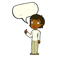 cartoon woman giving thumbs up symbol with speech bubble N35
