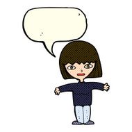 cartoon woman with open arms speech bubble N51