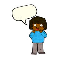 cartoon worried boy with speech bubble N16