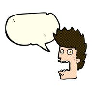cartoon terrified man with speech bubble N106