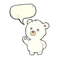 cartoon waving polar bear with speech bubble N31