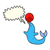 cartoon performing seal with speech bubble N5