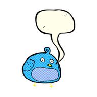 cartoon fat bird with speech bubble N21