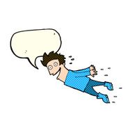 cartoon drenched man flying with speech bubble N5