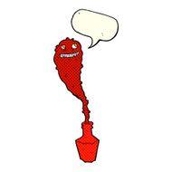 cartoon spooky ghost in bottle with speech bubble N5