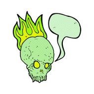 cartoon spooky skull with speech bubble N74