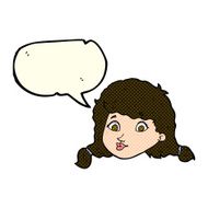 cartoon pretty female face with speech bubble N48