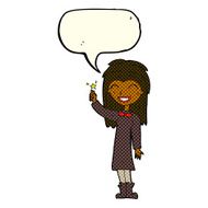 cartoon friendly witch girl with speech bubble N5