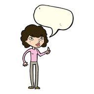 cartoon woman giving thumbs up symbol with speech bubble N36