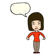 cartoon woman shrugging shoulders with speech bubble N241