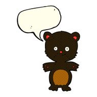 cartoon happy black bear with speech bubble N5