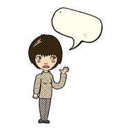 cartoon woman waving with speech bubble N161