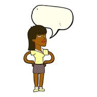 cartoon woman with hands on hips speech bubble N107