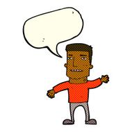 cartoon waving stressed man with speech bubble N6