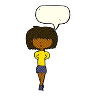 cartoon shy woman with speech bubble N27
