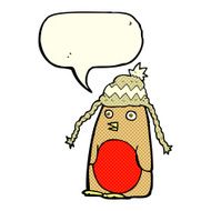 cartoon robin in hat with speech bubble N5