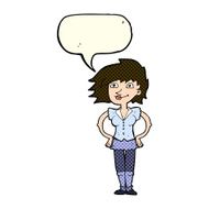 cartoon woman with hands on hips speech bubble N108