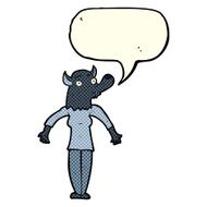 cartoon werewolf woman with speech bubble N3