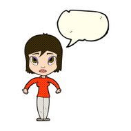 cartoon woman shrugging shoulders with speech bubble N244
