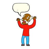 cartoon terrified old man with speech bubble N10