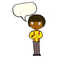 cartoon staring boy with speech bubble N15