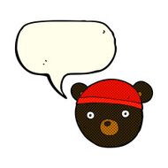 cartoon black bear cub wearing hat with speech bubble N3