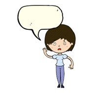 cartoon waving woman with speech bubble N79