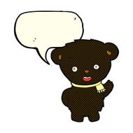 cartoon black bear waving with speech bubble N5