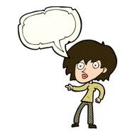 cartoon surprised woman pointing with speech bubble N5