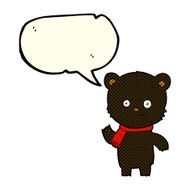 cartoon black bear waving with speech bubble N6