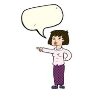 cartoon woman pointing with speech bubble N104