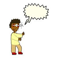 cartoon terrified boy with speech bubble N5