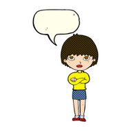 cartoon woman with crossed arms speech bubble N26