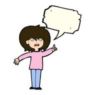 cartoon woman asking question with speech bubble N15